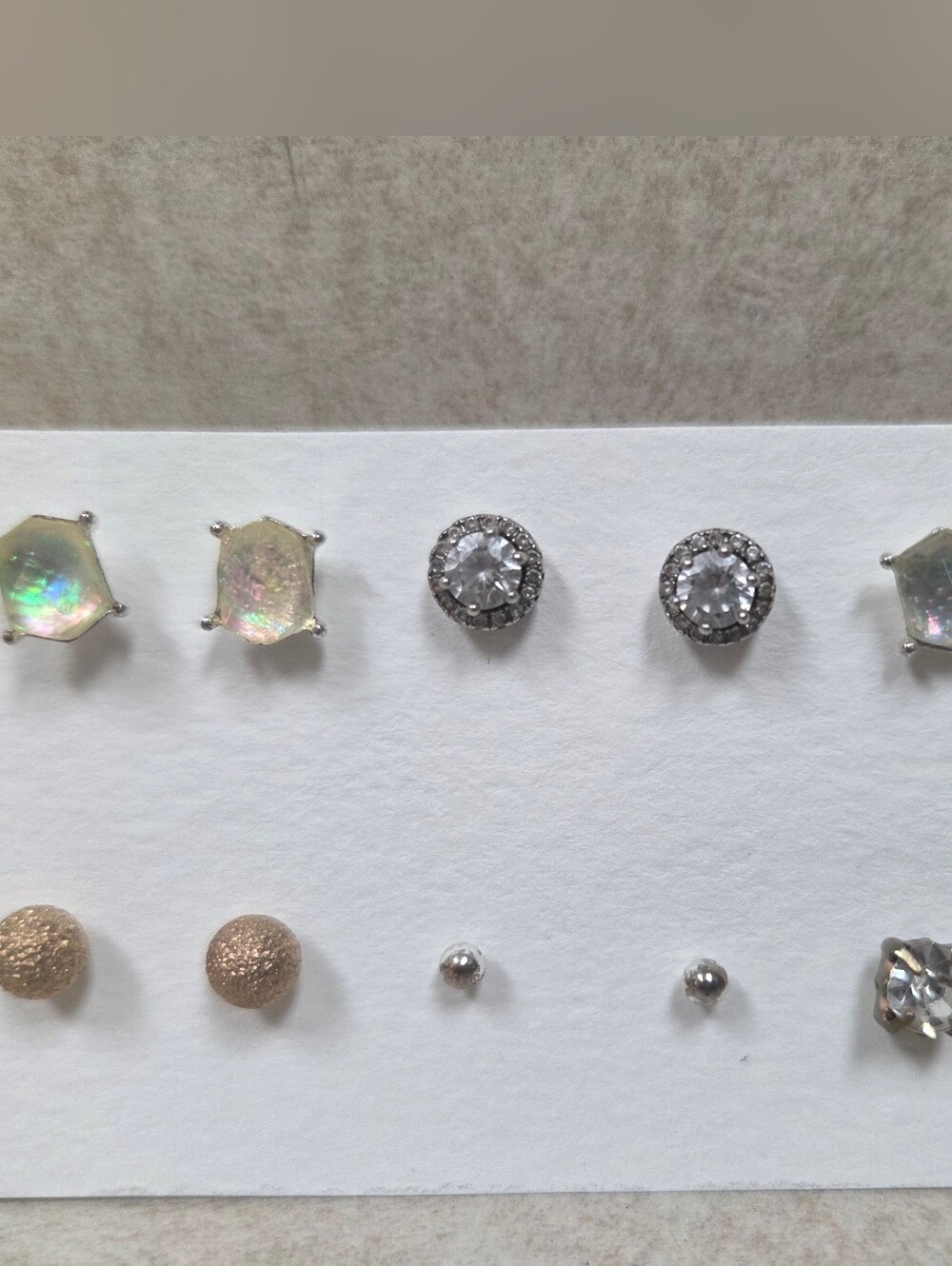 Lot Of 6 Pierced Ear Stud Earrings (Faux Gold, Faux Gems, Vintage Look) Costume
